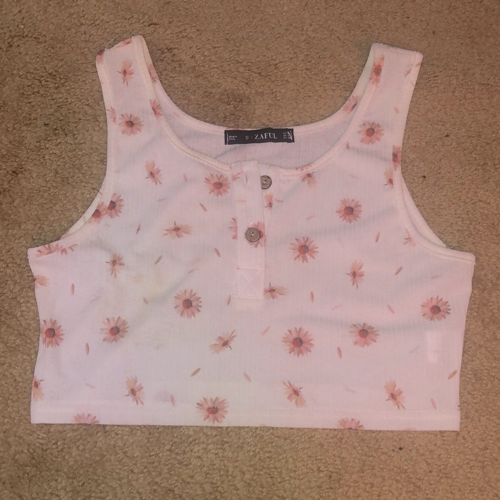 Light material crop top floral peach, pink Small